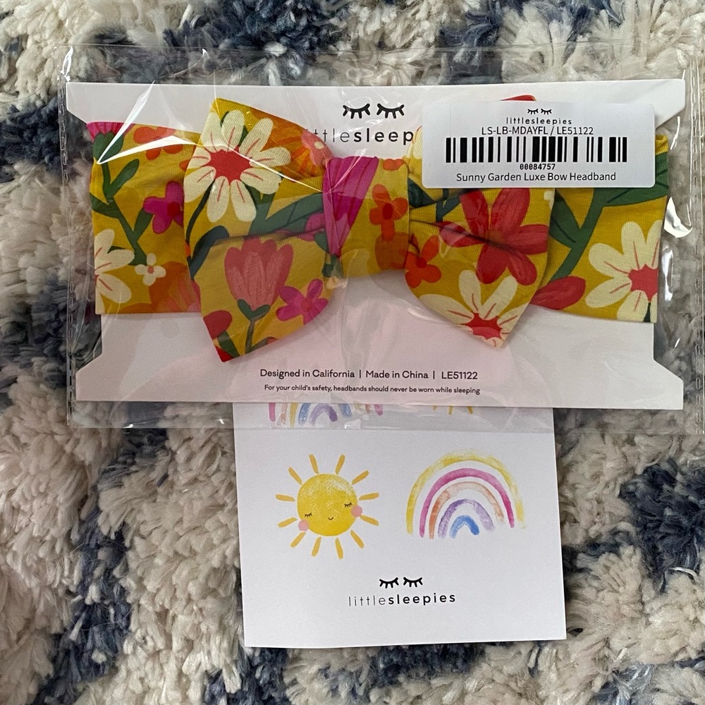 Little Sleepies Sunny Garden Bow NIB